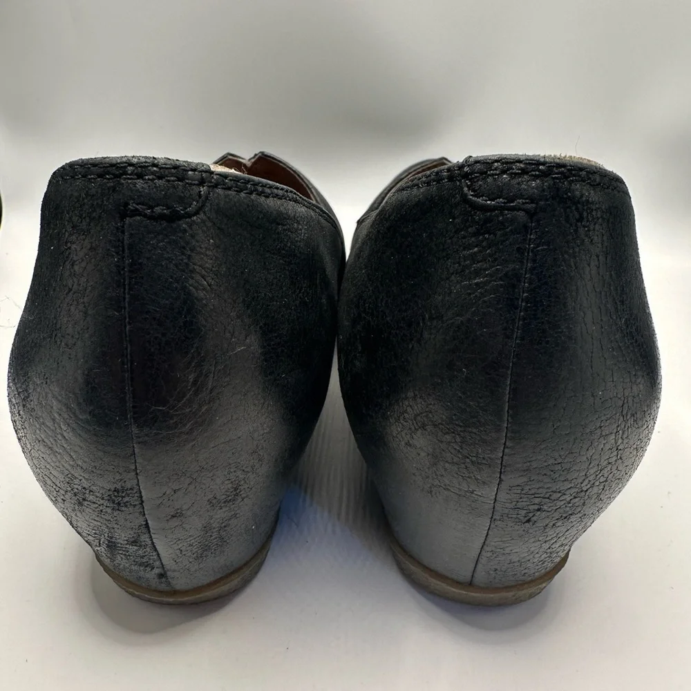 Dansko Liliana Loafer Womens EU 39 US 8.5-9 Black Burnished Leather Wedge Gored
